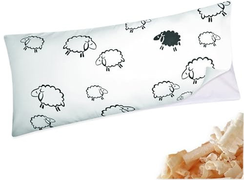 Heubergshop Zirbenkissen 40x80cm mit Inlett - Gefüllt mit Zirben - Schafe Lämmer - Kissen mit Zirbenflocken/Zirbenspäne, Reißverschluss (Zirbe-99/2-40x80-Inlett)