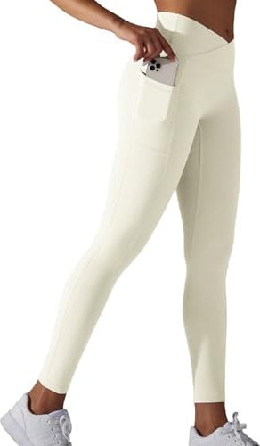 JTSONN Damen Sport Leggings High Waist Bauchweg Sporthose Lang Blickdicht Yogahose mit Taschen Tights Fitnesshose Yoga Gym Laufhose Sportleggins