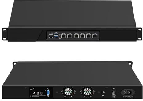 PeeliCeeli 1U Firewall Appliance J4125 CPU, 19 Inch Rackmount Router PC with 6 Port i226V 2.5GbE LAN, Low Power 1U Network Hardware with 32GB RAM 1TB SSD, VGA, OPNsense Support