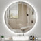 furduzz Round LED Bathroom Mirror, 800mm Wall Mounted Vanity Mirror with Anti-Fog, 3 Colors, Memory, Dimmable, IP44 Waterpoof, Touch Switch(White Stripes Patterned)
