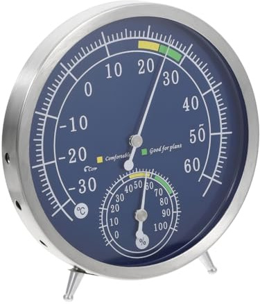 TEMPNAP Edelstahl Hygrometer Thermometer Innen Und Außen Analoges Rundes Raumthermometer Mit Wand Und Tischmontage Langlebiges Temperatur Und Feuchtigkeitsmessgerät Für Sauna Büro Und Garten