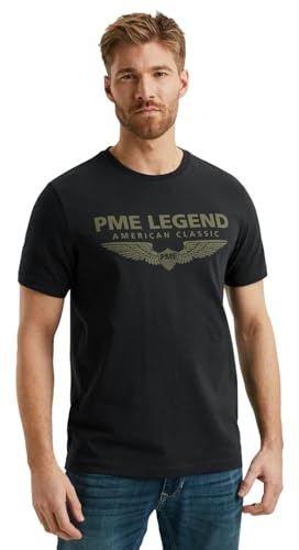 PME Legend Herren Rundhals T-Shirt R-Neck Cotton ELASTHAN Logo - Regular Fit