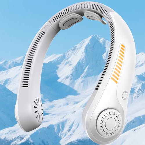 AUIIAH Portable Neck Fan Rechargeable Wearable Personal Fan Blow Cold Air, 5 Speeds, USB-C Battery, Neck Cooler with Neckbrace, Gift for Men Women, Sports, Gardening, Home, Outdoors, Travel, Camping