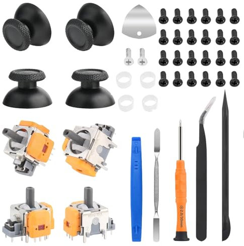 4 Stück Hall Effekt Sticks Kompatibel mit Play Station 5 PS5 Kontroller, Anti-Drift 3D Sticks mit 4 Joystick Thumbsticks 4 Joystick Protection Ring Reparatur Kit PS5 Conrtoller Zubehör