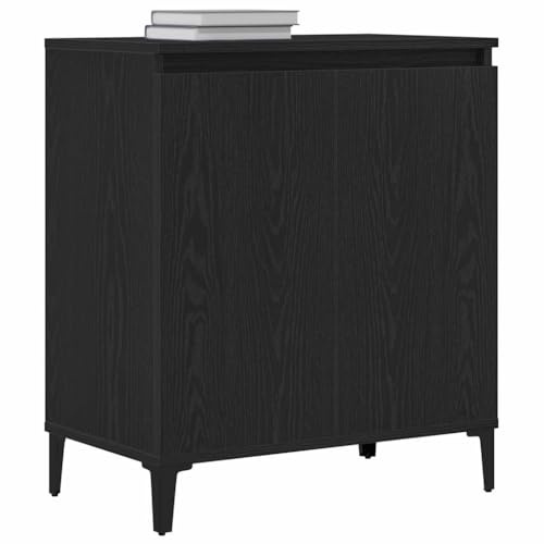 vidaXL Sideboard Black Oak 60 x 35 x 70 cm Engineered Wood | Timeless black oak finish adds a touch of class, Two doors for loads of interior space,