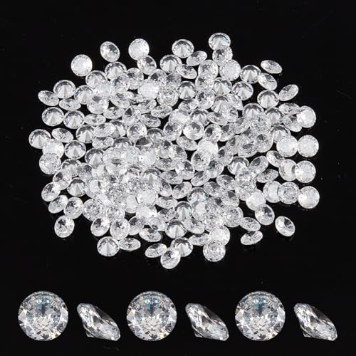 FINGERINSPIRE 440 Stück 4mm Runder Zirkonia Stein Klare Klasse A Lose CZ Diamanten Winzige Facettierte Strass Cabochons Spitze Rückseite Kristall Diamanten Für Ringe Ohrringe Schmuck DIY
