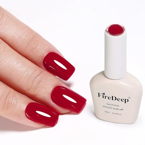 Firedeep 10ml Dark Red Gel Nail Polish Hema Free Long Lasting Salon Gift for Women 1Pcs