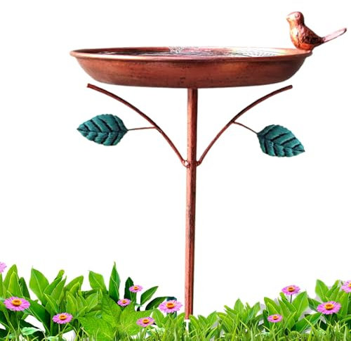 Aufquwk Bebedero para Pájaros Exterior - Fuente De Metal para Aves | Plato De Agua Independiente, para Aves, Accesorios para Mascotas, Decoración Artística para Jardín,