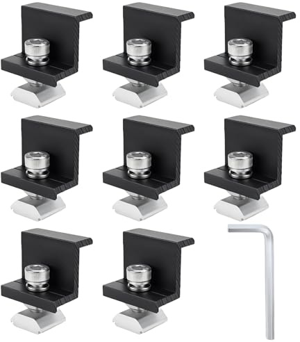 8 Stück Solarmodul Halterung Endklemme 30mm Schwarz Aluminium | Befestigung Solarmodul PV Modul Halterung Solarbefestigungen für Dach Balkonkraftwerk Wohnmobil Boot