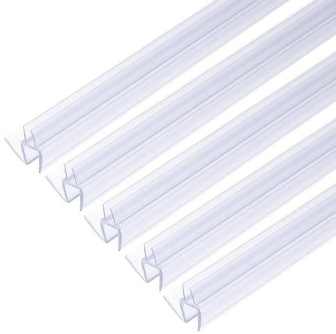 QUARKZMAN 5 Pcs Joint De Plancher De Porte De Douche Balayage Transparent | Pour Verre 5/16, Longueur 78.5 15.7 x 5 Pcs, Joint Double Gouttière Pour Porte Verre Sans Cadre, Segmentée