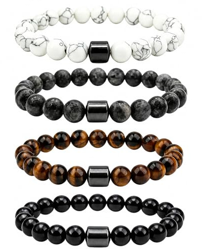 DASHUI 4 Stück Magnetarmband Armband Herren, Rauchentwöhnung Armband, Anti Raucher Armband, Armbänder für Herren, Angstarmbänder, Elastisches Armband