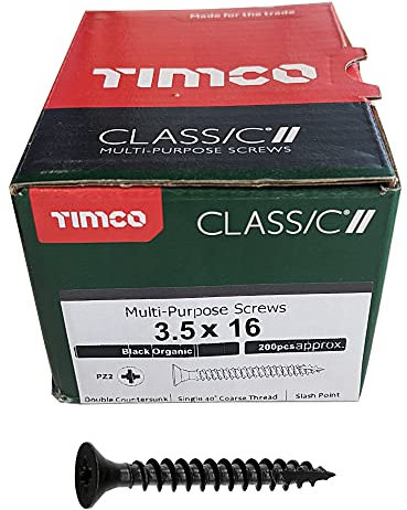 TIMCO PZ2 CSK Classic Screws - 3.5 x 16 - Black - Box of 200