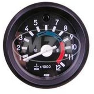 Drehzahlmesser bis 12000U/min - ø 60mm mit schwarzen Ring, Beleuchtung und Kontrollleuchte blau - Leuchtmittel 12V - S51, S70