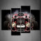 First Wall Art - Auto Leinwand Bilder Retro Rotes Auto mit Rauch auf Schwarzem Hintergrund Wandbild Poster 4 Panel Modern Dekorationen Für das Wohnzimmer,Büro,Küche,Badezimmer,Schlafzimmer