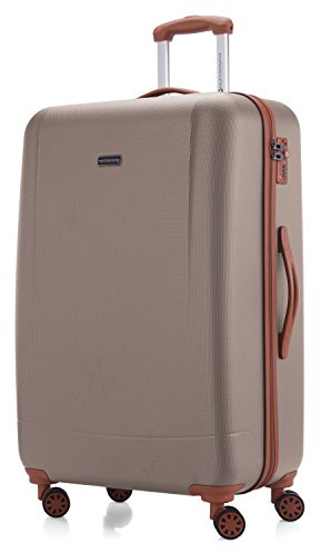 Hauptstadtkoffer - Wannsee - Hartschalenkoffer Koffer Trolley Rollkoffer Reisekoffer, TSA, 77 cm, 94 Liter, Champagner/Braun