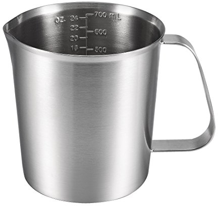 sourcing map Vaso medidor, actualizado, 2 balanzas de medición, incluida la báscula L, balanza de onzas, vasija medidora de acero inoxidable con marcado, 24 onzas, 700 ml