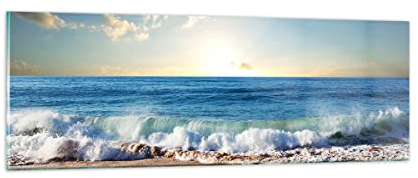 Panorama Bilder auf Glas Meer Ufer Wasser Glasbild 90x30cm Wandbilder Dekoration Wohnzimmer Schlafzimmer Küche Klein Wanddeko Bild im Glas Wand Kunstdruck Art Modern Wall Decor Glasdruck GAB90x30-3551