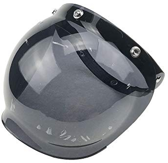 WANCAR Retro Motorrad Blase Visier Windschutz Linse Universal für Standard 3 Druckknöpfe Open Face Helme (Smoke)