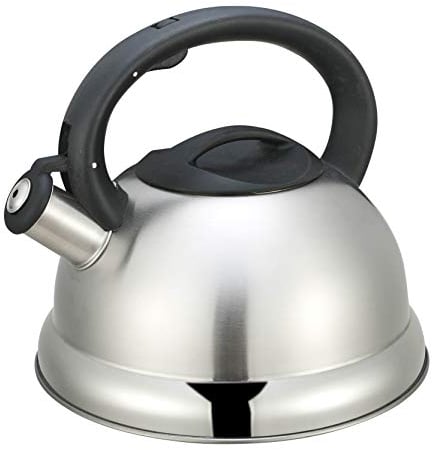 Kamberg Clásico Hervidor Tetera con silbido de 3 litros, acero inoxidable, asa ergonómica, todo tipo de fuentes de calor, incluida la inducción