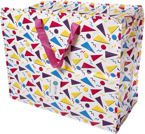 Happy Planet Giftshop Large Jumbo Storage Bag with Zip 58 x 47 x 30cm 80l (Retro 90s) (Single - Multipacks Available)