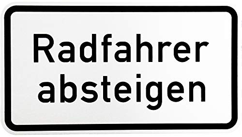 BauSupermarkt24 ORIGINAL Verkehrsschild Nr. 1012-32 Radfahrer absteigen Verkehrszeichen Schild Zusatzschild Verkehrsschilder Straßenschilder Verkehrsschild Straßenschild Rad Fahrrad Fußgänger