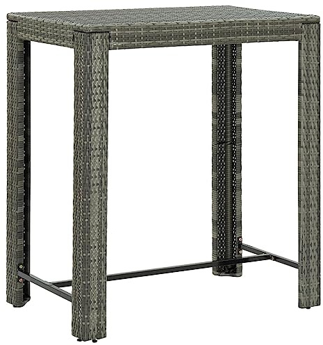 vidaXL Garten Bartisch Gartentisch Stehtisch Bistrotisch Partytisch Balkontisch Terrassentisch Gartenmöbel Grau 100x60,5x110,5cm Poly Rattan