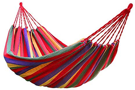 LIANYG Hängematte 190cm x 80cm Streifen-Fall-Bett-Leinwand Hängematte 120kg 661 (Color : Natural)