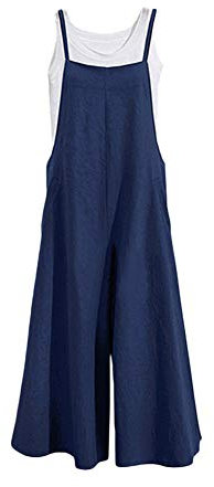 GUOCU Salopette in Lino Senza Maniche da Donna Vintage Tute in Lino Baggy Pantaloni a Gambe Grandi Estate Pagliaccetti Elegante Ragazza Overall Jumpsuit Casual Pantaloni Larghi Incinti Taglie Forti L