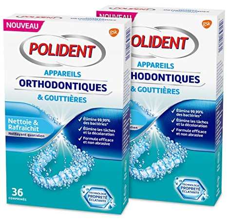 Polident Corega Appareils Orthodontiques et Gouttières, Élimine 99,99 pourcent des bactéries, 72 comprimés