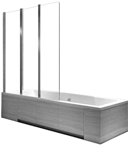 VBChome Faltwand Duschwand 120 x 140cm Chrom Duschabtrennung Spritzschutz Badewannenaufsatz Faltwand für Badewanne