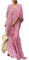 Bsubseach Robe de Plage Caftan Femme Grande Taille Kaftan Maxi Longue Tunique Bohème Boho à Manches Courtes Djellaba Eté Boubou Kimono Pareo Rose Léopard