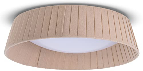 Paco Home Deckenlampe LED Lampe Esstisch Deko Wohnzimmer Modern Deckenleuchte Büro Rund Lampenschirm Stoff Fassung E27, Farbe:Beige, Leuchtenform__Größe:Ø37cm