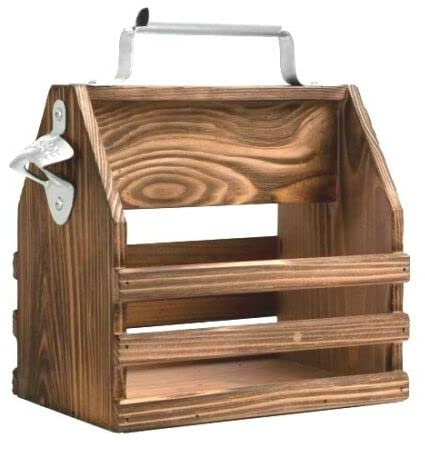 TRTO 1Pcs Wooden Beer Bottle Caddy Carrier Bottle Opener Drinking Carry Fathers Day Gift Easy to Use