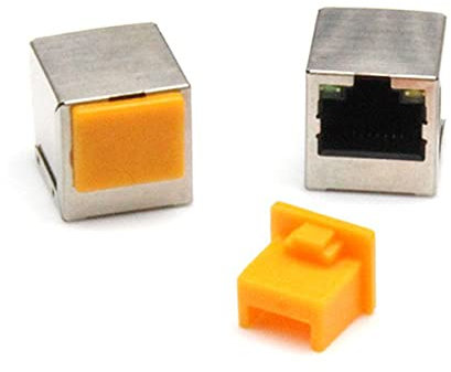 RJ45-Staubschutz, RJ45-Klinkenstecker, Schutz, Kunststoff, RJ45-A-Buchse, Anti-Staub-Stecker, Ethernet-Hub-Port-Schutz für RJ45-Buchse, Gelb, 10 Stück