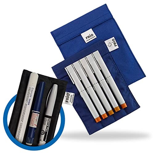 FRIO GROßE Diabetiker Insulin Kühltasche 19 x 14 cm | Für bis zu 4 Insulin Pens | Mit Nylon Innentasche | Kühlt mit kaltem Wasser | Wiederverwendbar