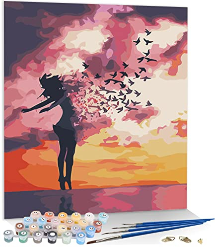 KAMIERFA Peinture par Numero Kits DIY Acryliques Kit de Peinture par Numéro Peinture Numéro pour Adultes avec Brosses et Peintures-sans Cadre 40x50cm