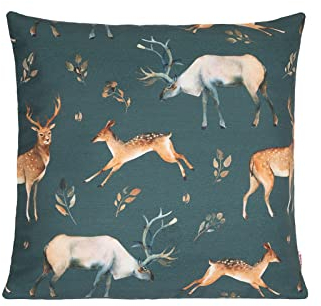 beties „Wildwechsel“ Wende Kissenhülle ca. 40x40 cm Kissenbezug Dekokissen in Wald-Grün