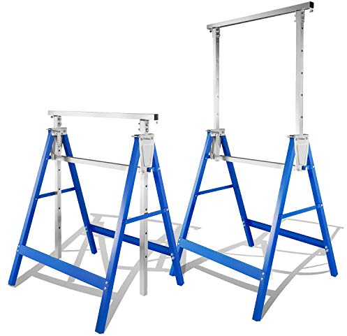 Gimisgu 2 cavalletti pieghevoli, portata 200 kg, 7 posizioni, altezza regolabile, 82 – 130 cm, telaio telescopico pieghevole in metallo