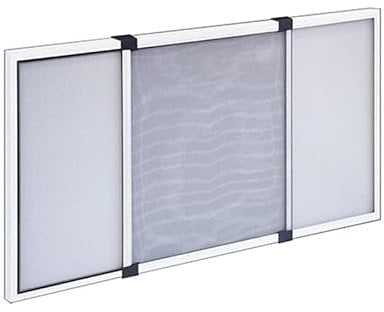 Virsus Zanzariera Estensibile con telaio in alluminio Grigio 8827, spazzolino di chiusura, per finestre balconi con guida per tapparelle persiane avvolgibili, rete Anti Zanzare e insetti (70x100 cm)