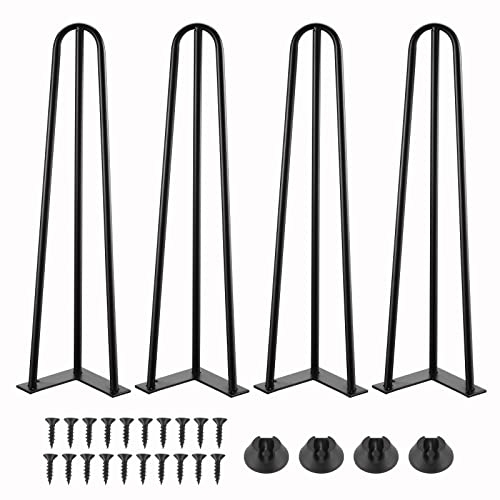 Moendergo Lot de 4 pieds de table à 3 barres en épingles à cheveux - Pour table à manger, table basse, bureau (72 cm)