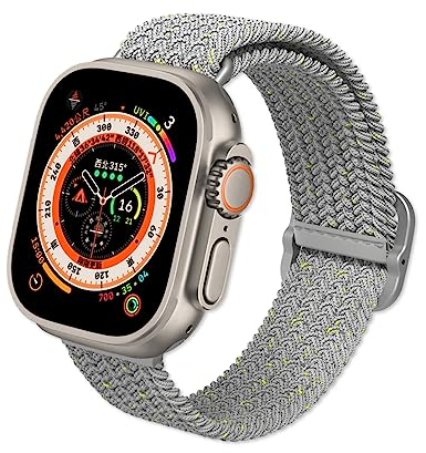 Geflochtenes Apple Watch RHINOSHIELD Armband für Apple Watch Serie Ultra2 / Ultra /9/ 8 / 7 / SE / 3 [42 mm / 44 mm / 45 mm / 49 mm] | Wasser- und schweißresistent, recyceltes Material - Steingrau