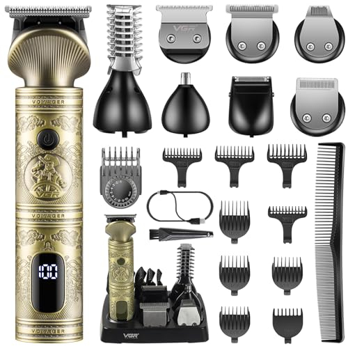 VGR Bartschneider für Männer,professionelles Herren-Bartpflege-Set, elektrische Rasierer,Schnurlose Haarschneidemaschine,Trimmer für Gesicht,Körper,Nase,Schnurrbart,Bälle,Geschenke für Männer 7-in-1