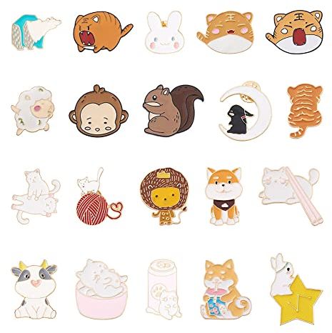 pandahall Lot de 20 badges en émail pour vêtements, chemise, veste, sac à dos, chapeau