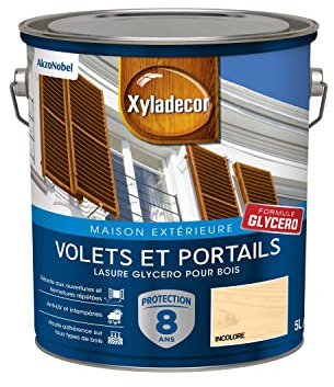 Xyladecor - Lasure Protectrice pour Bois Extérieur - Volets, Portails, Portes, Fenêtres - Couleur : Satin Incolore - Quantité : 5 L