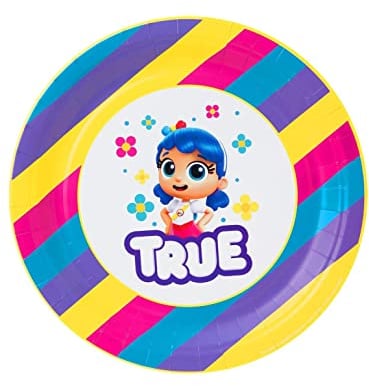 Smiffys True and the Rainbow Kingdom Party Plates, Pack of 8, Official License Partyware with Bold True Design for Matching Party Themes, Perfect for Themed Parties, Birthday Parties, or Events