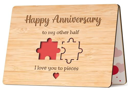 Happy Anniversary Card for Him Her - Bamboo Wedding Anniversary Cards for Couple Wife Husband Girlfriend Boyfriend