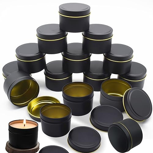 Aicharynic 16 unidades de latas para velas: recipientes para velas de 2 onzas, tarros de vela redondos para velas para hacer velas tú mismo, juego de latas de metal para velas