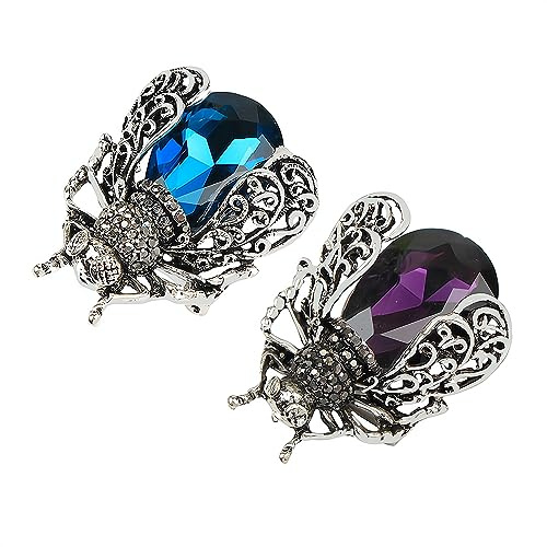 Opexicos 2Pcs Kristall Insekt Brosche Käfer Broschen Pin Mode Brosche Für Frauen Pins Schal Clip Schmuck Brosche Lila Blau, Kristall / Strass, Kristall / Strass