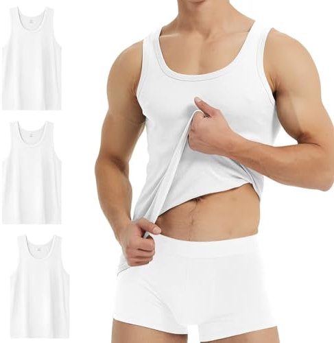 YouShow Canottiera Uomo Cotone Bianco Canotta Pacco da 3 Canotto Palestra Estive M