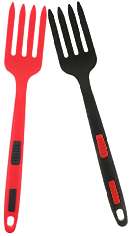 Mikinona 2 Piezas tenedor de espagueti tenedor de ensalada portátil tenedores de goma de silicona fideos de pasta tenedor de silicona portátil tenedor de comida espaguetis
